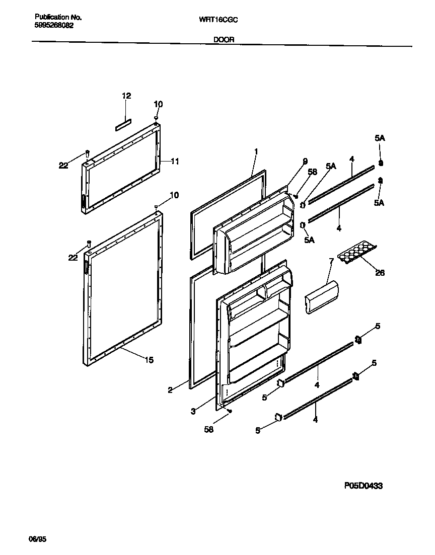 White-Westinghouse WRT16CGCY0 door diagram