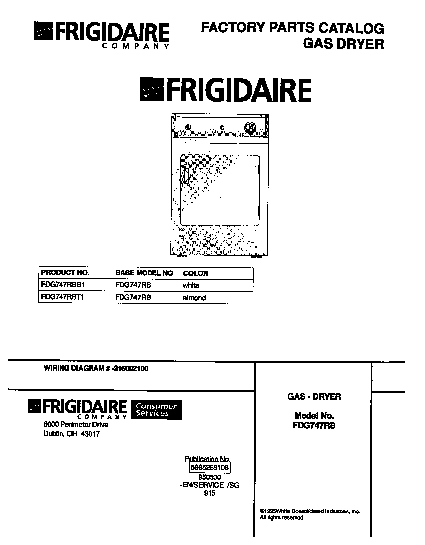 Frigidaire FDG747RBT1 null diagram