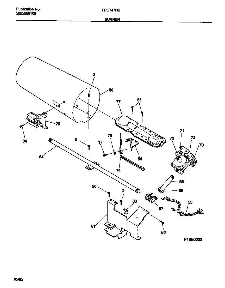 Frigidaire FDG747RBT1 burner diagram