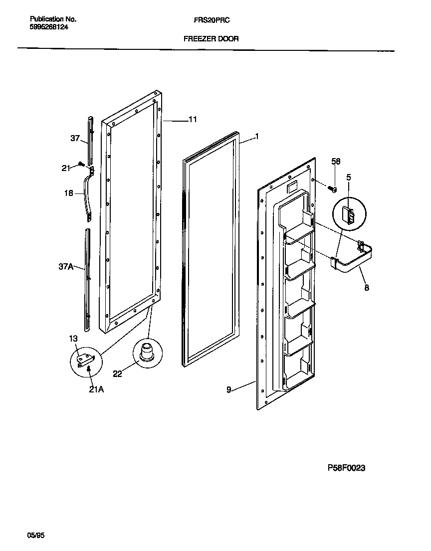 Frigidaire FRS20PRCD0 freezer door diagram