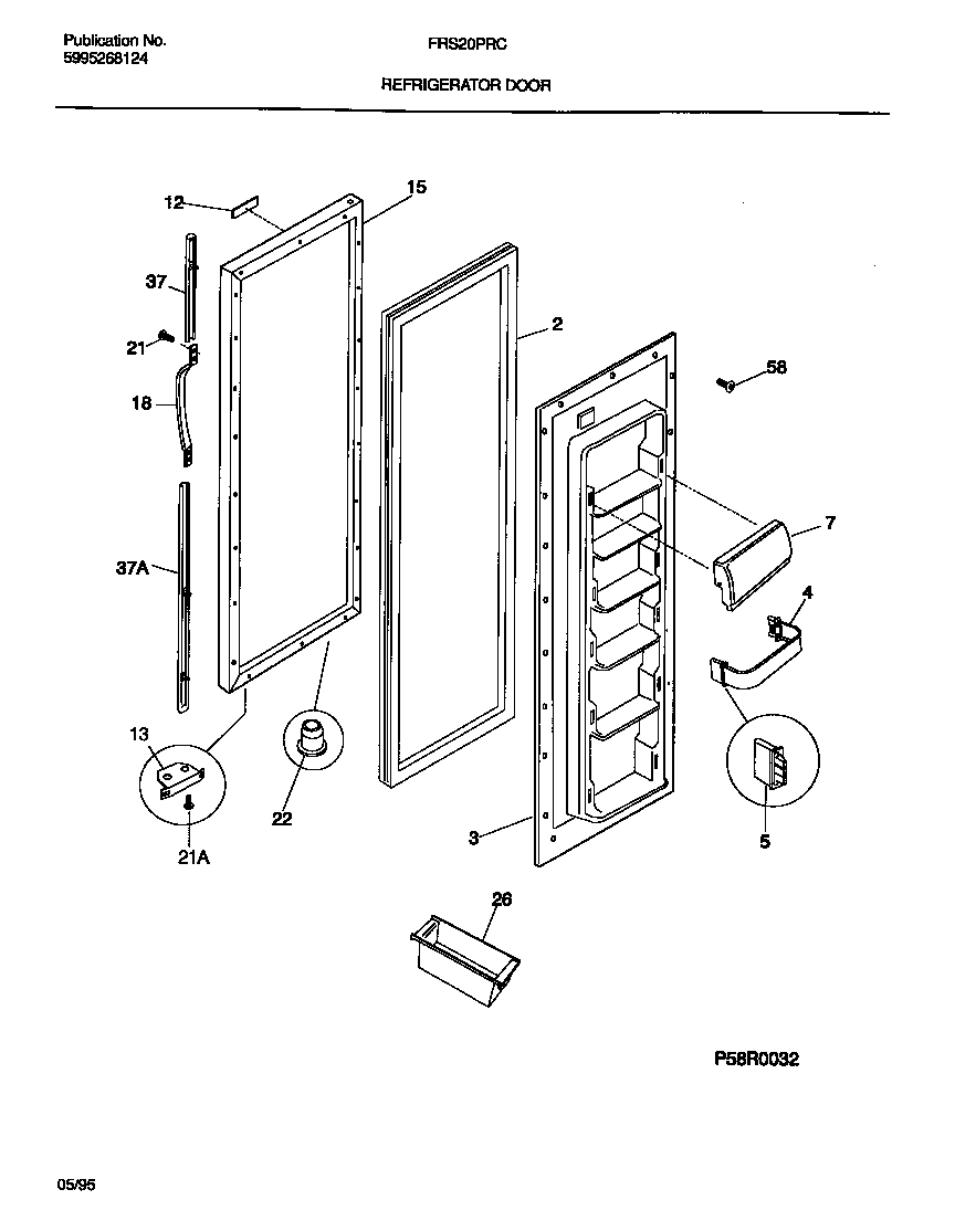 Frigidaire FRS20PRCD0 refrigerator door diagram