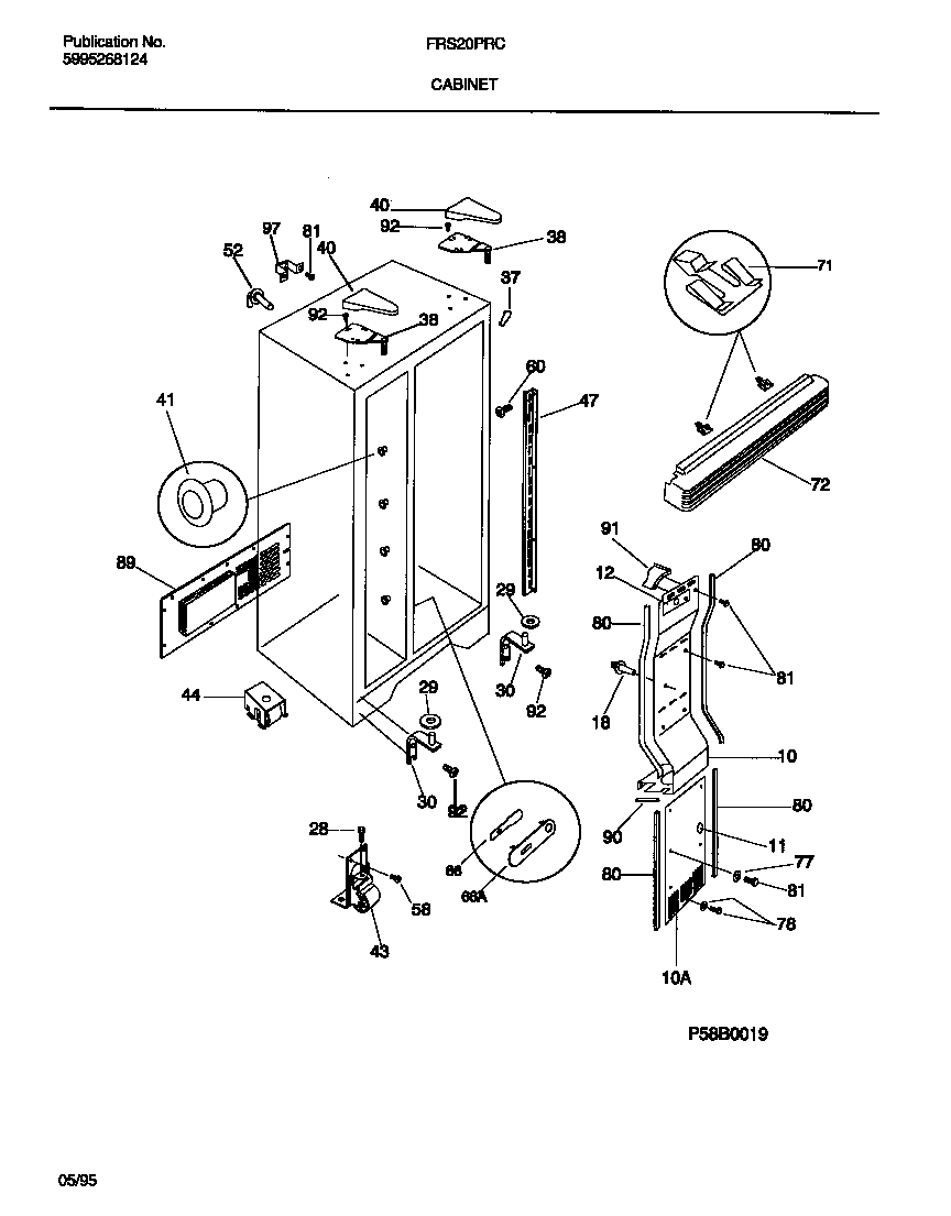 Frigidaire FRS20PRCD0 cabinet diagram