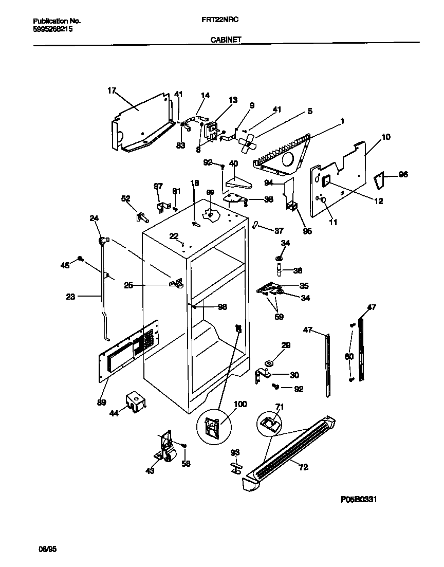 Frigidaire FRT22NRCD0 cabinet diagram