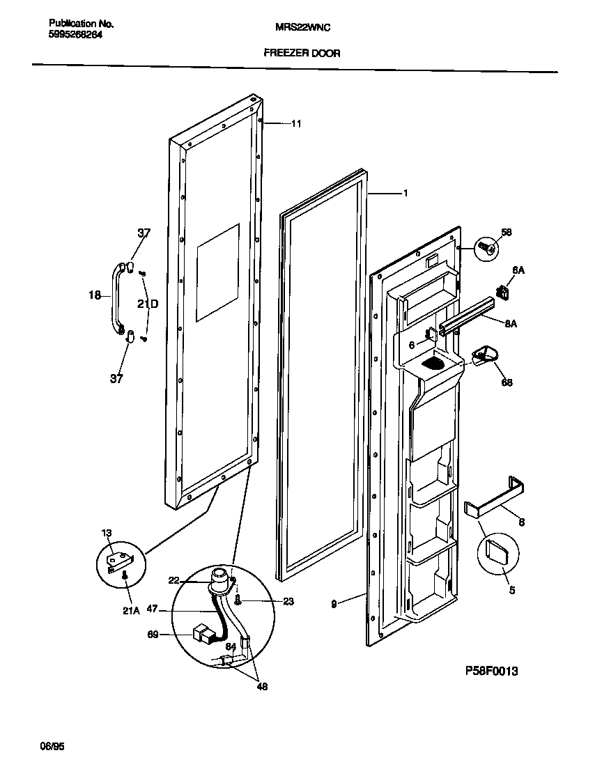 Universal/Multiflex (Frigidaire) MRS22WNCD0 freezer door diagram