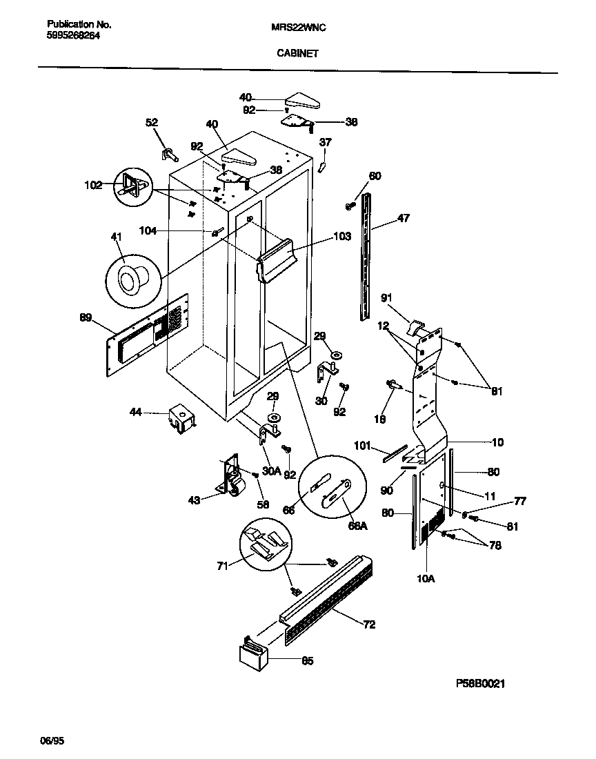 Universal/Multiflex (Frigidaire) MRS22WNCD0 cabinet diagram