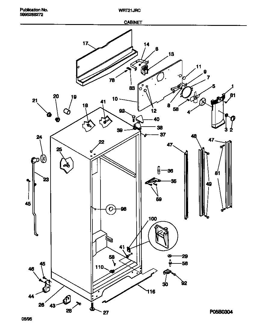 White-Westinghouse WRT21JRCD0 cabinet diagram