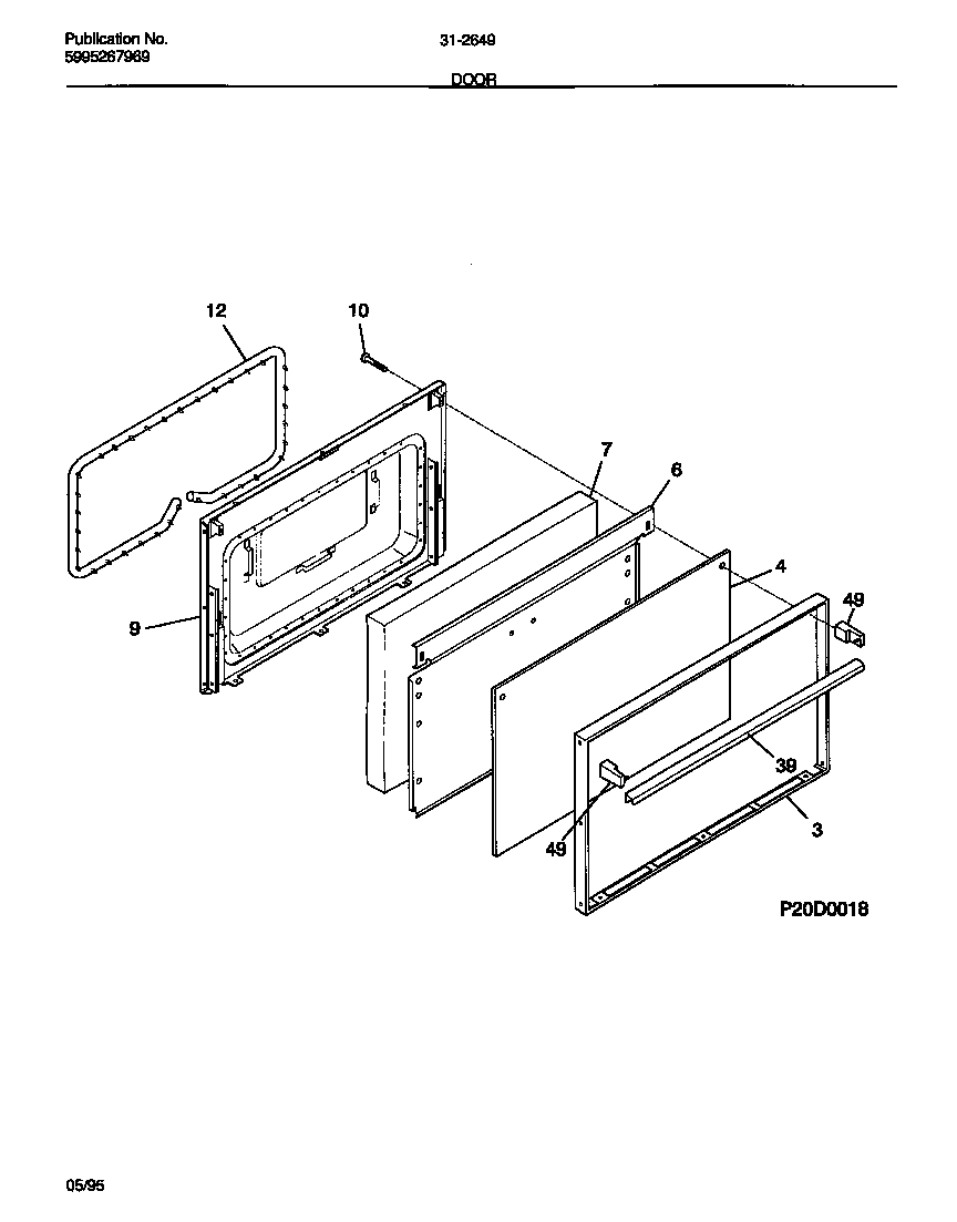 Tappan 31-2649-23-09 door diagram
