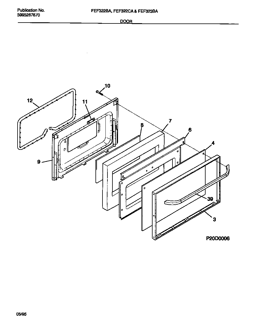 Frigidaire FEF322CASC door diagram