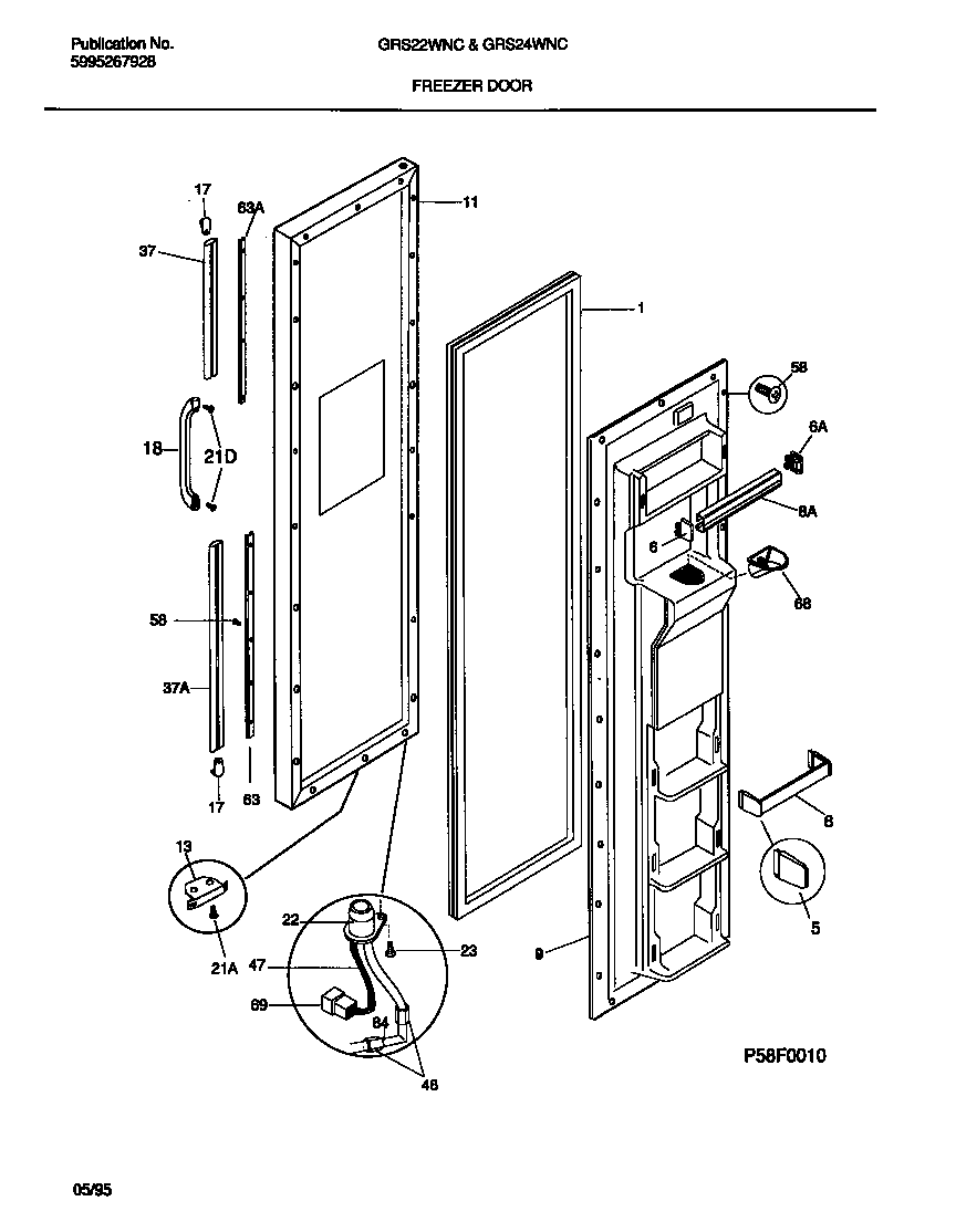 Gibson GRS22WNCD0 freezer door diagram