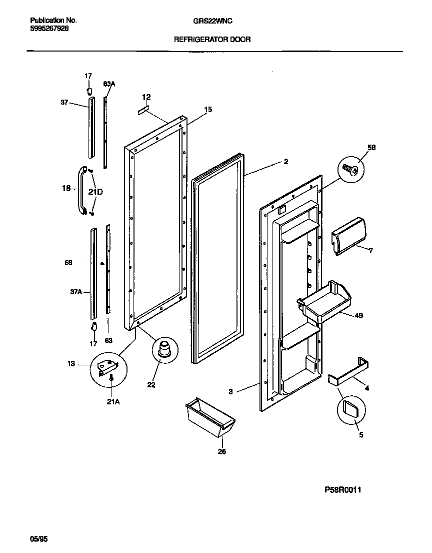 Gibson GRS22WNCD0 refrigerator door diagram