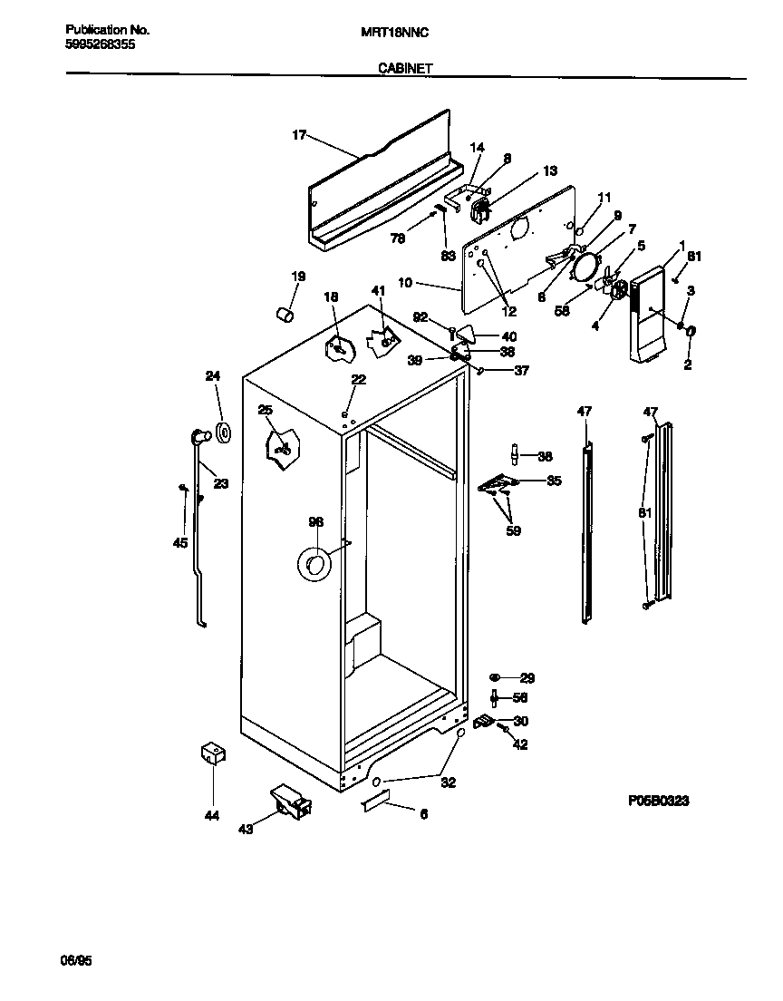 Universal/Multiflex (Frigidaire) MRT18NNCW0 cabinet diagram