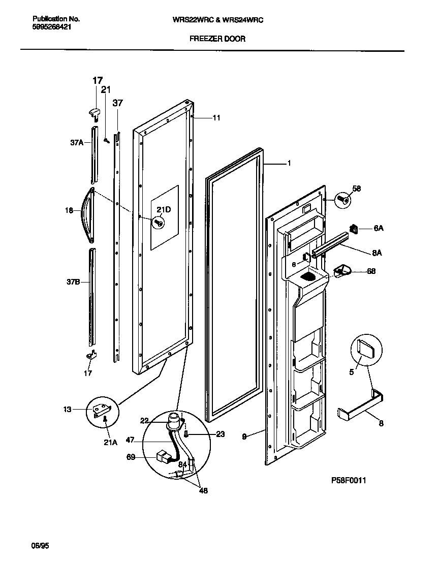 White-Westinghouse WRS22WRCW0 freezer door diagram