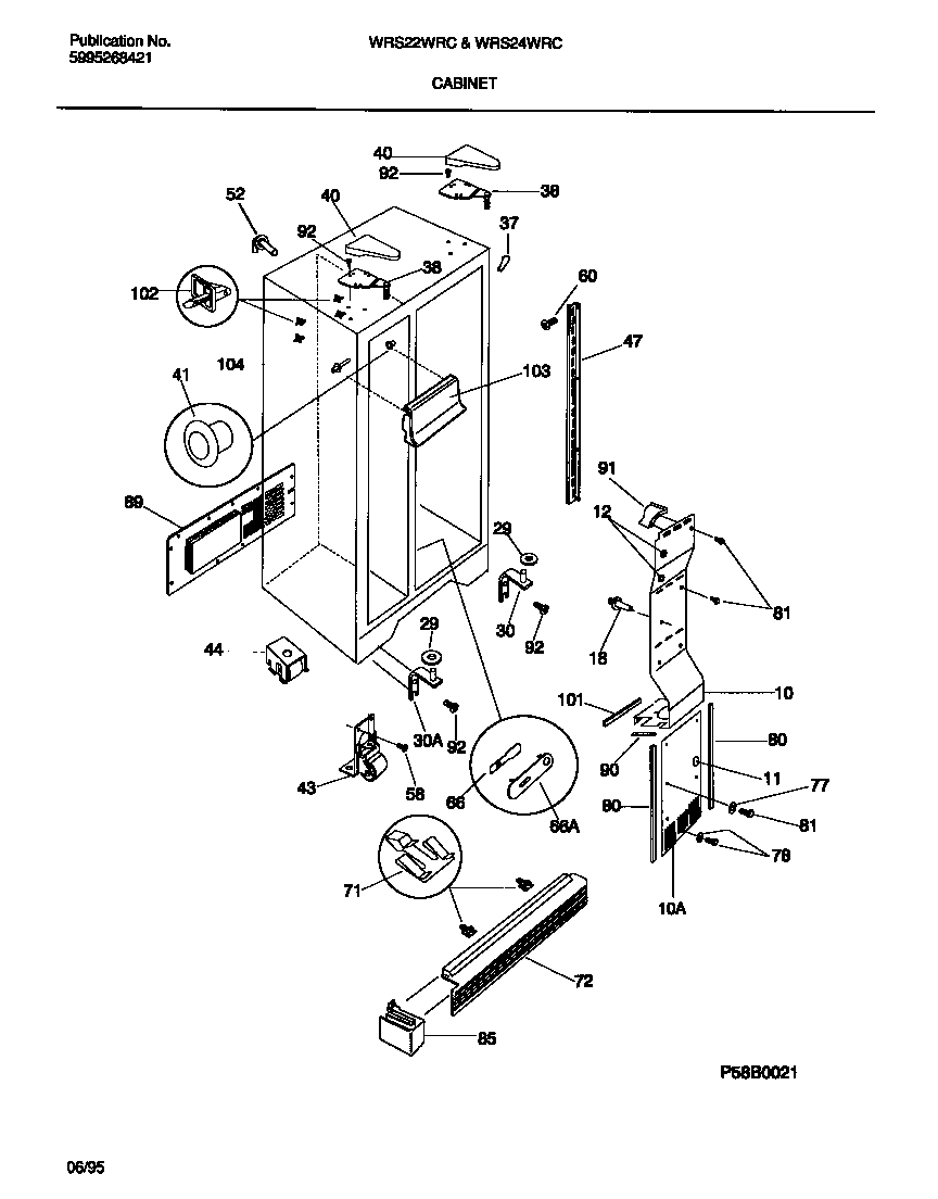White-Westinghouse WRS22WRCW0 cabinet diagram