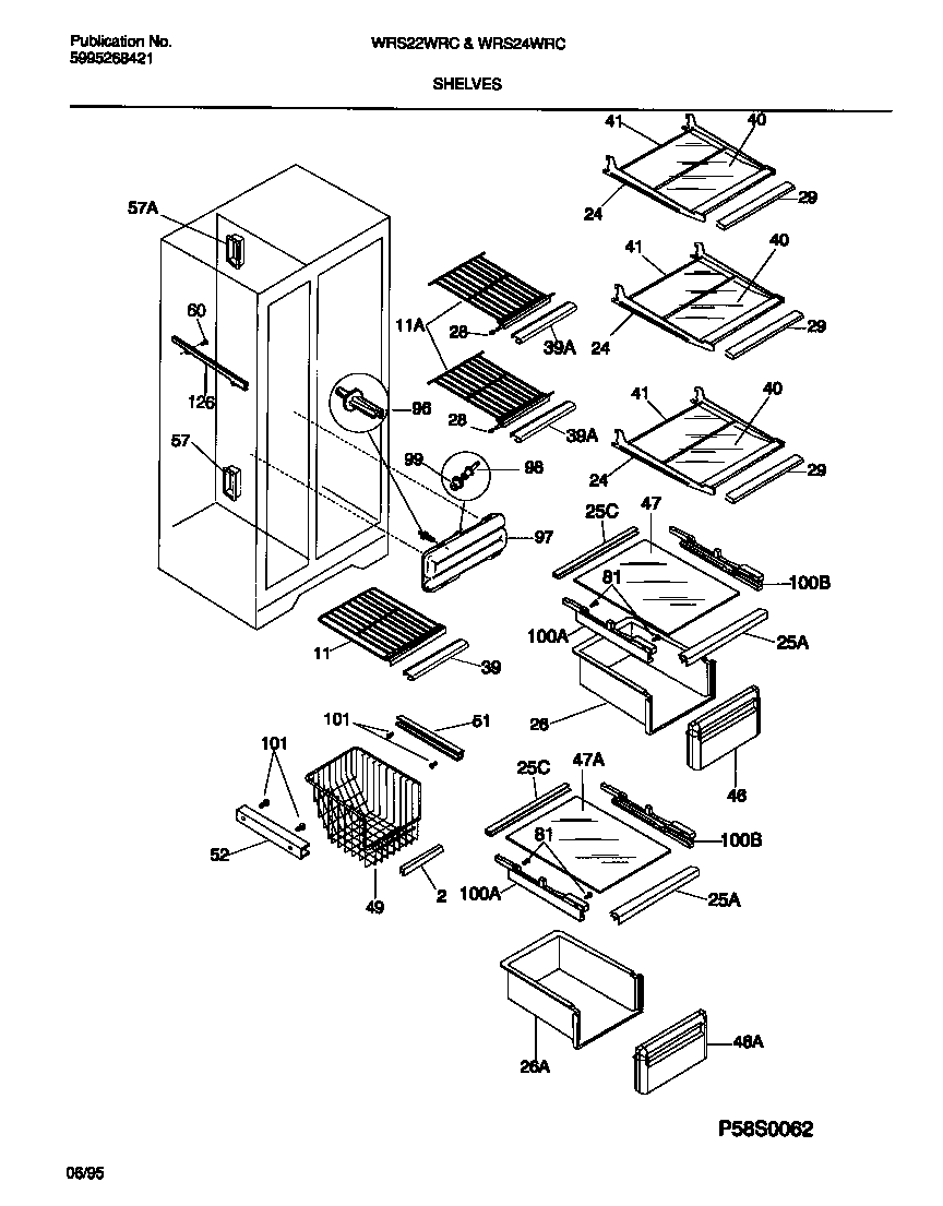 White-Westinghouse WRS22WRCW0 shelves diagram