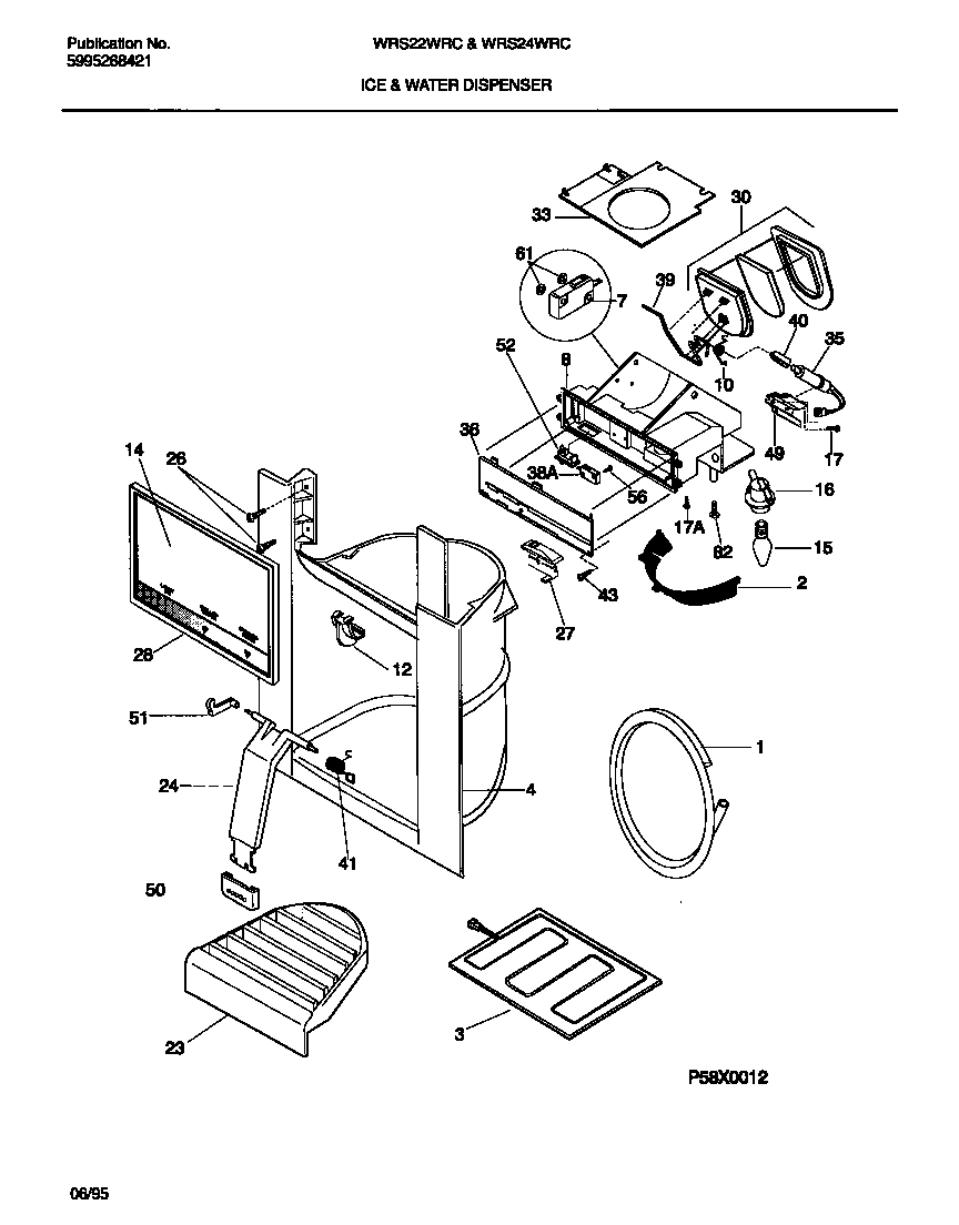 White-Westinghouse WRS22WRCW0 ice & water dispenser diagram
