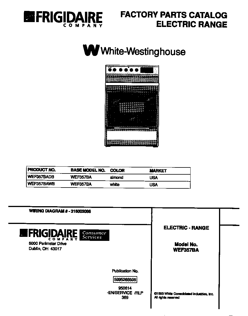 White-Westinghouse WEF357BADB cover diagram