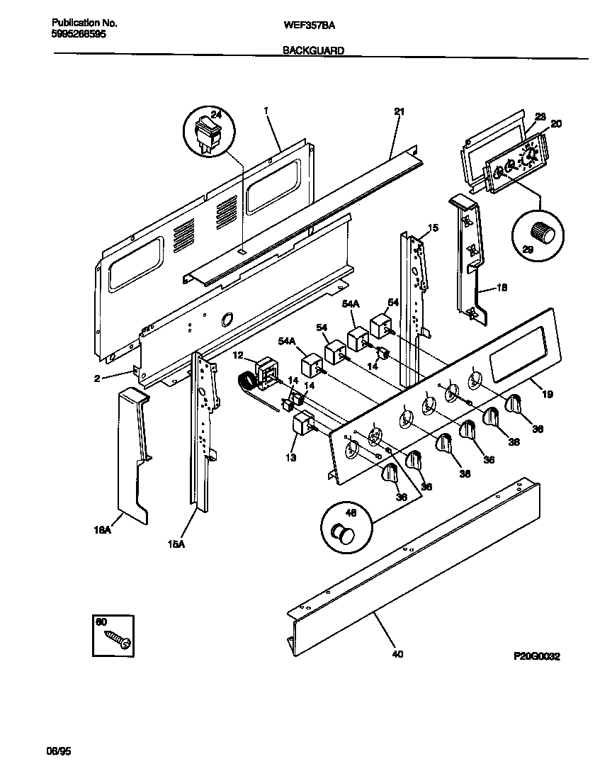 White-Westinghouse WEF357BADB backguard diagram