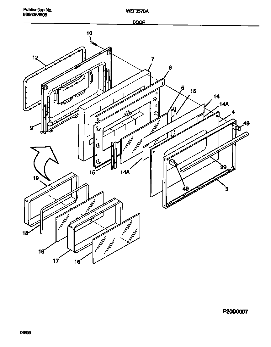 White-Westinghouse WEF357BADB door diagram