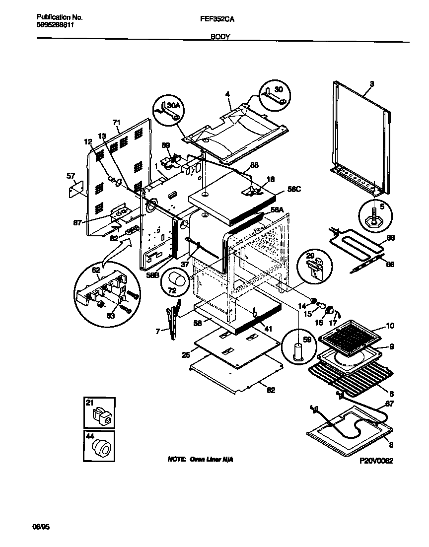 Frigidaire FEF352CASC body diagram