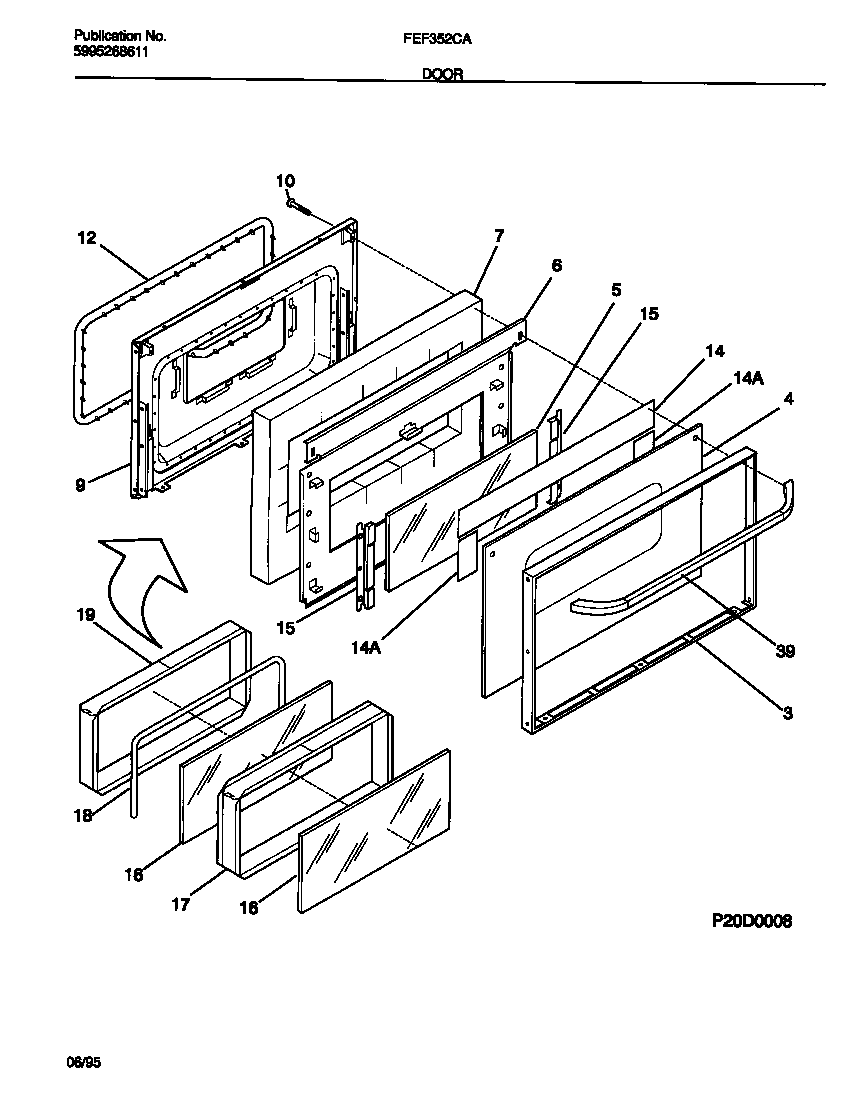 Frigidaire FEF352CASC door diagram