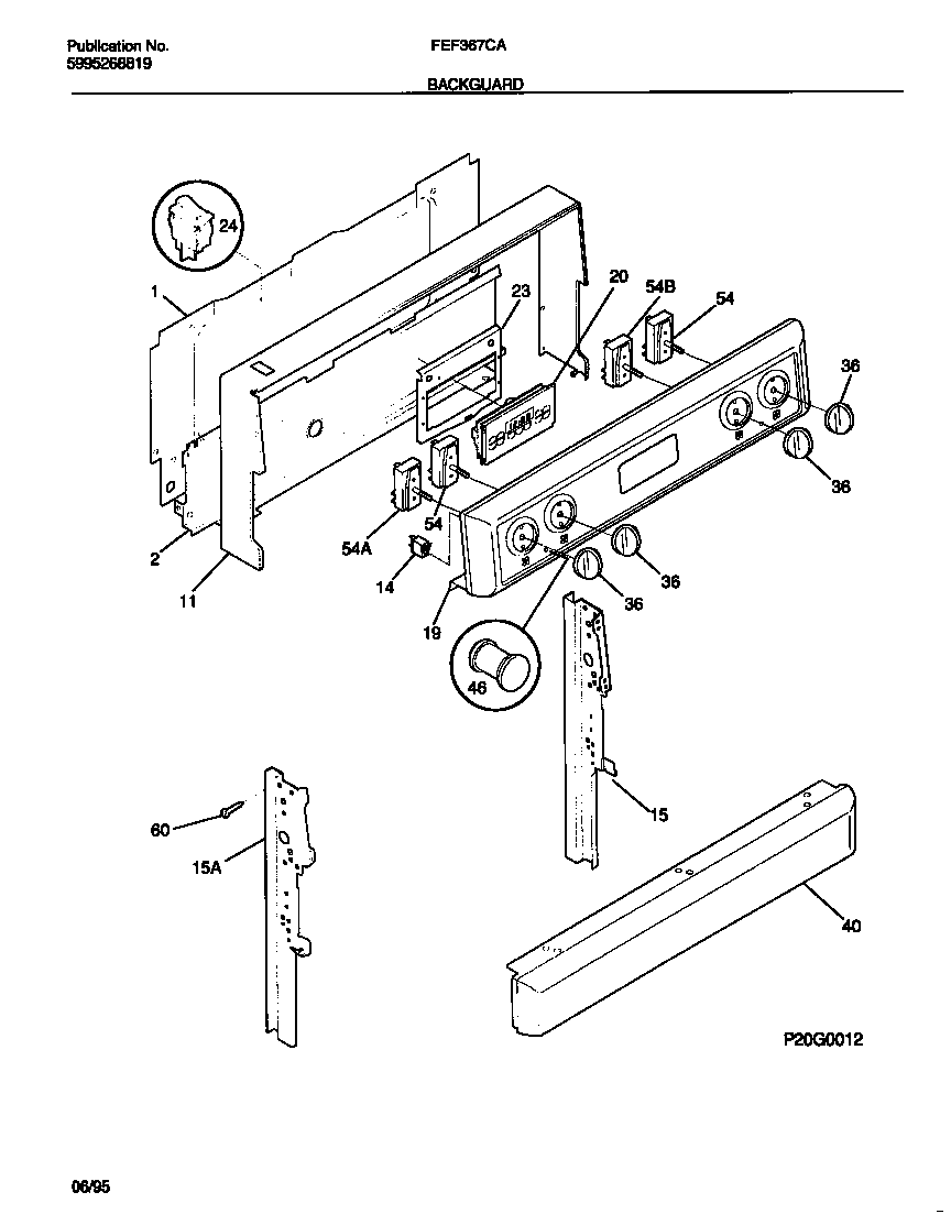 Frigidaire FEF367CABC backguard diagram