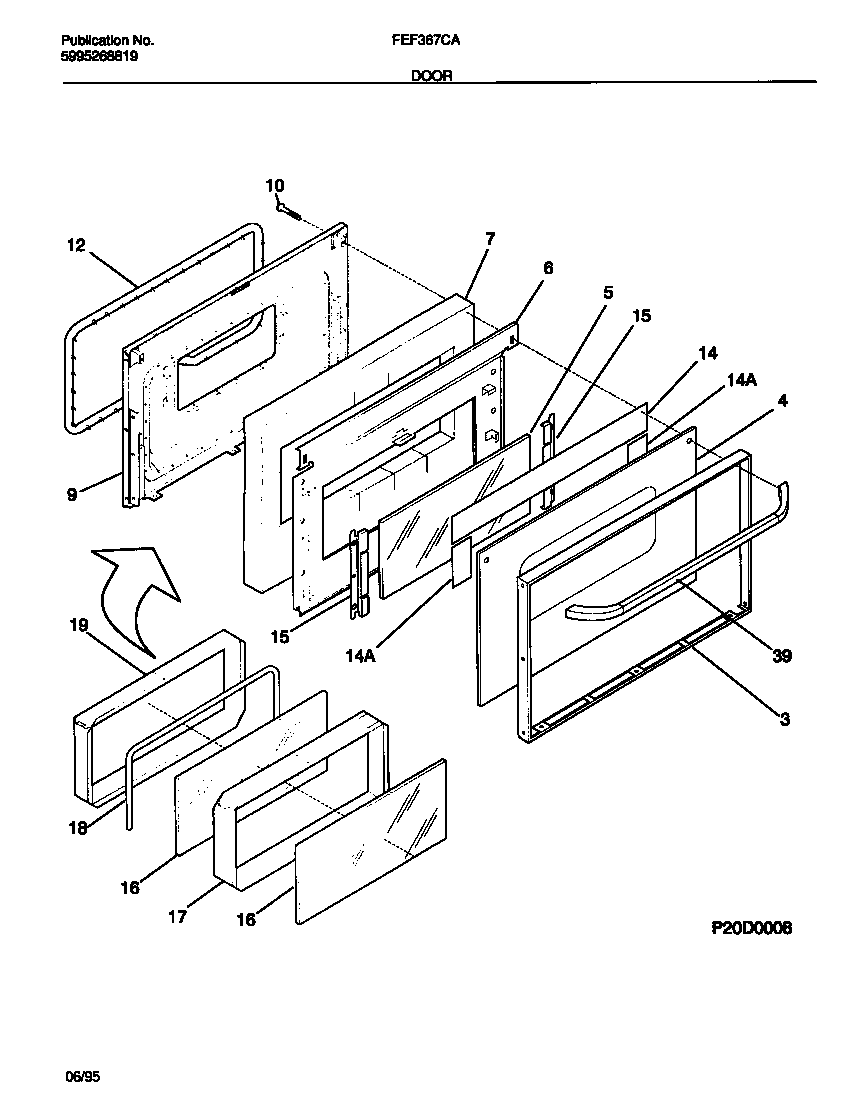 Frigidaire FEF367CABC door diagram