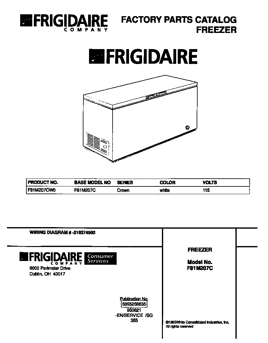 Frigidaire F81M207CW0 null diagram