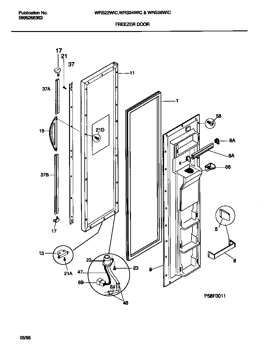 White-Westinghouse WRS24WICW0 freezer door diagram