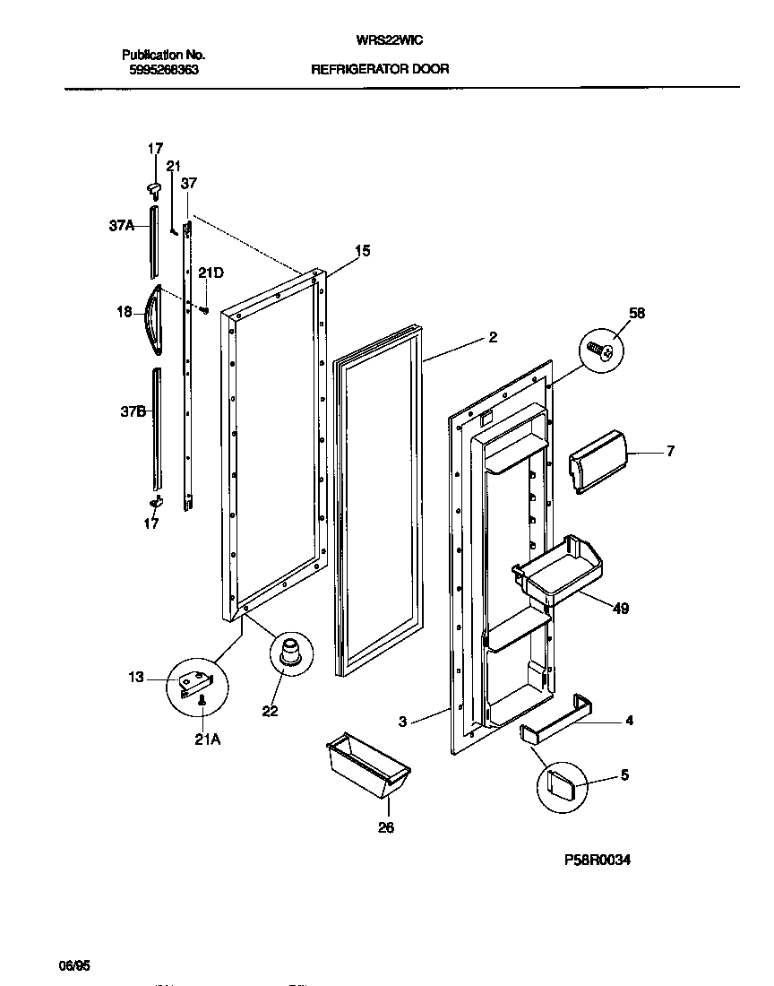 White-Westinghouse WRS24WICW0 refrigerator door diagram