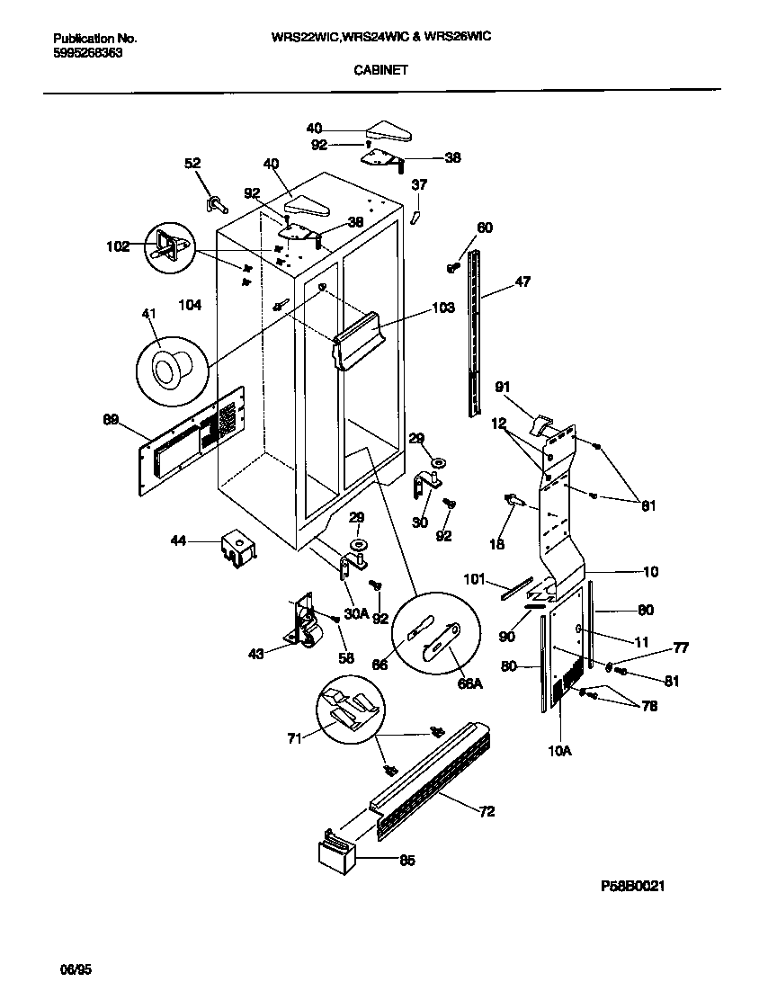 White-Westinghouse WRS24WICW0 cabinet diagram