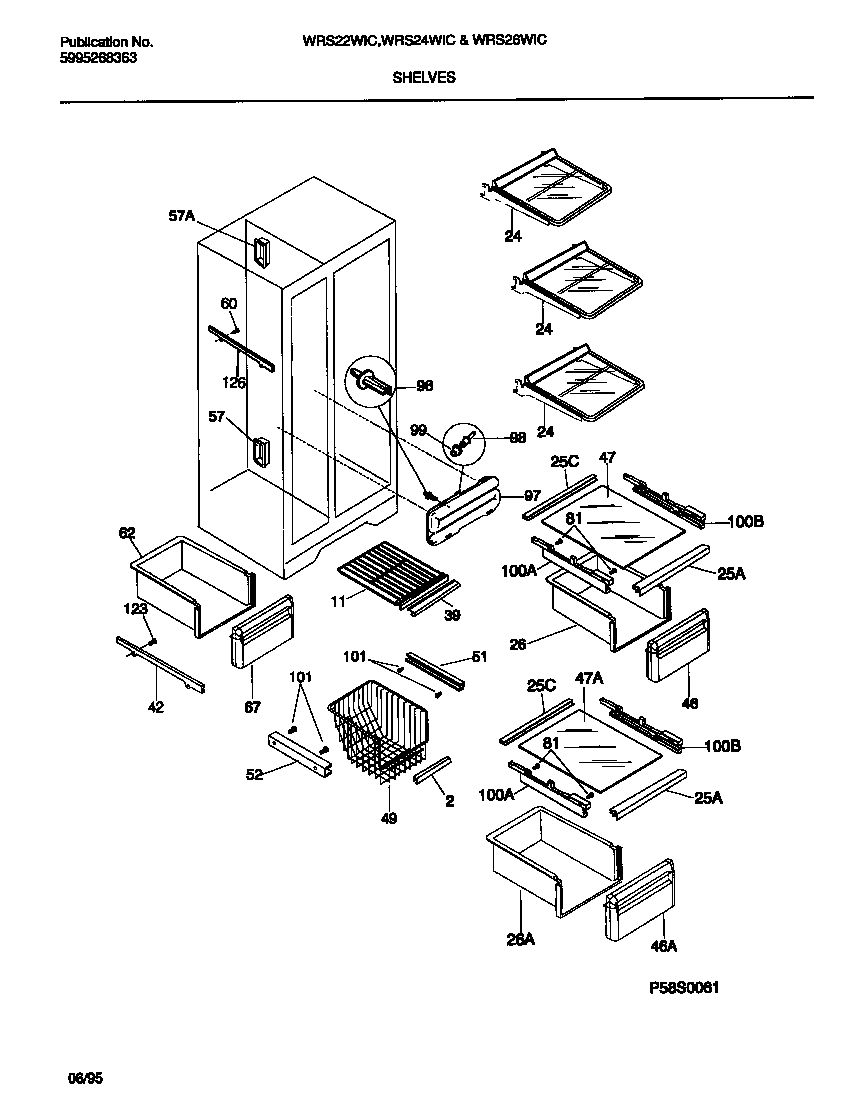 White-Westinghouse WRS24WICW0 shelves diagram