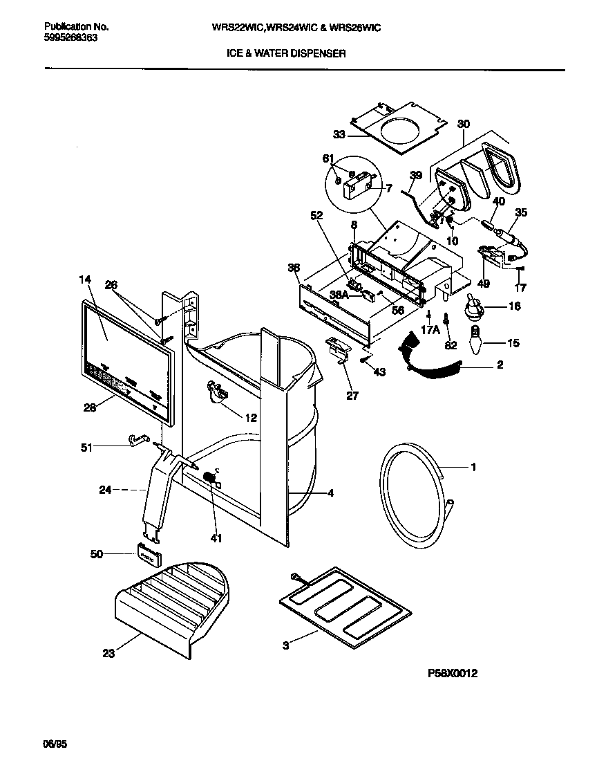 White-Westinghouse WRS24WICW0 ice & water dispenser diagram