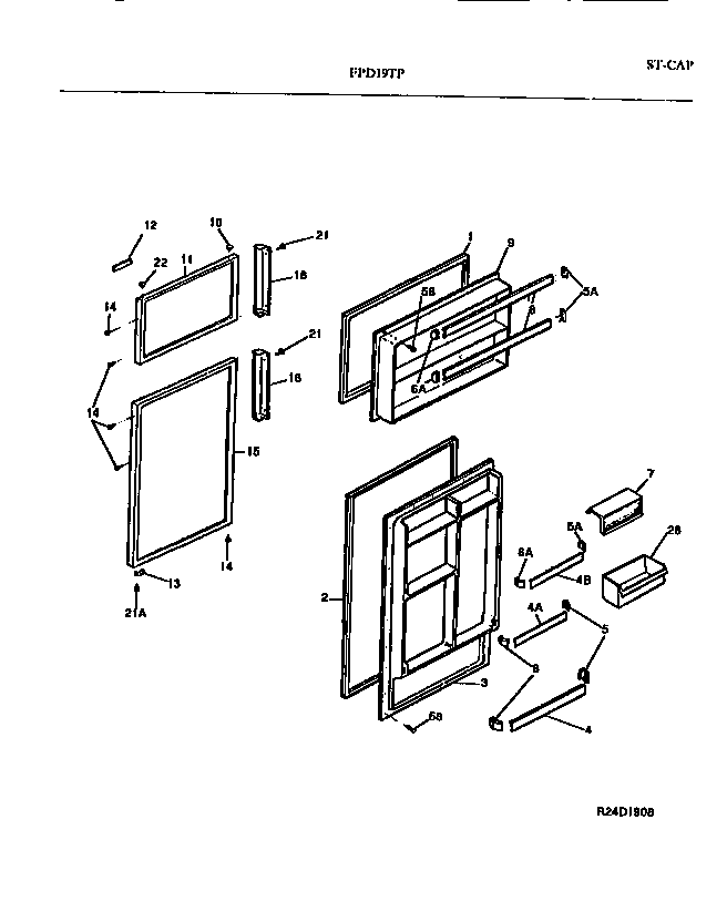 Frigidaire FPD19TPW1 door diagram