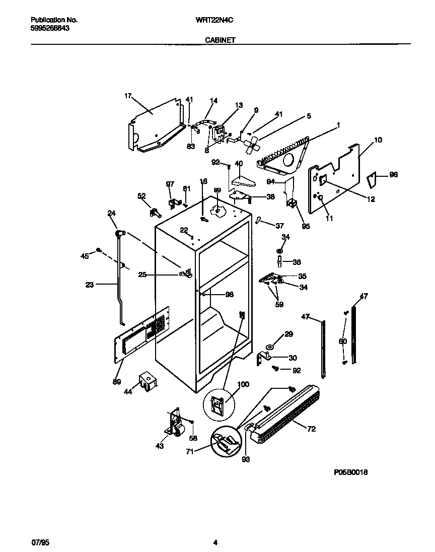 White-Westinghouse WRT22NRCD0 cabinet diagram