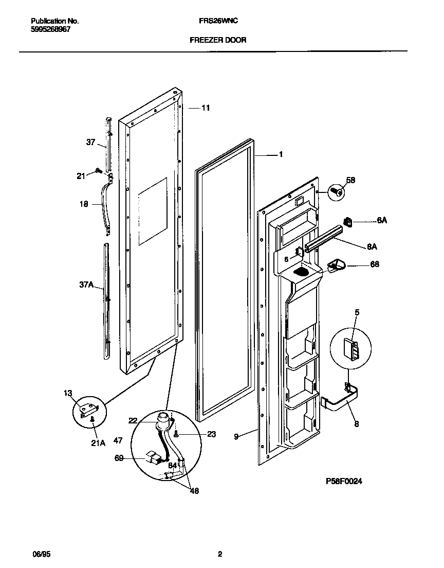 Frigidaire FRS26WNCW0 freezer door diagram
