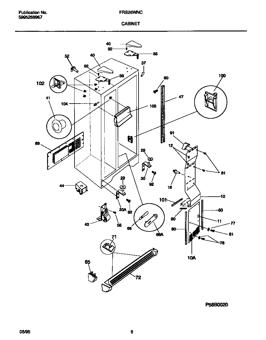 Frigidaire FRS26WNCW0 cabinet diagram