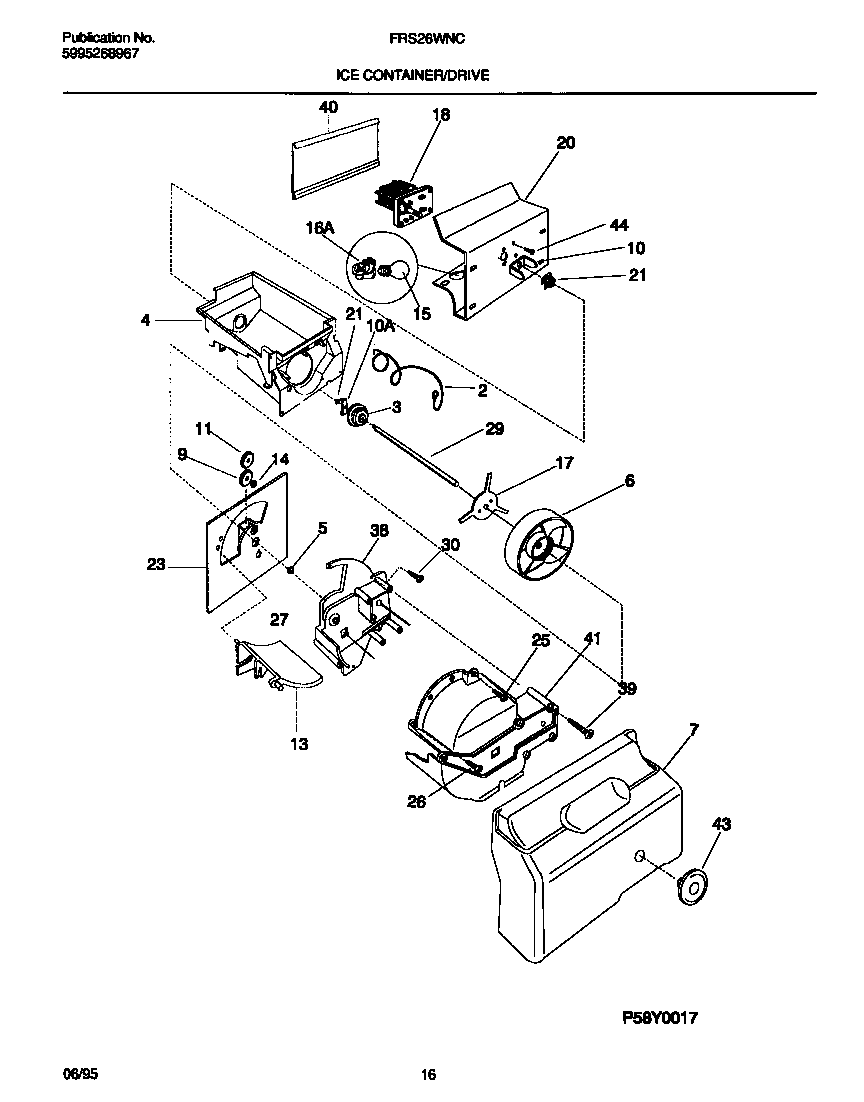 Frigidaire FRS26WNCW0 ice container/drive diagram