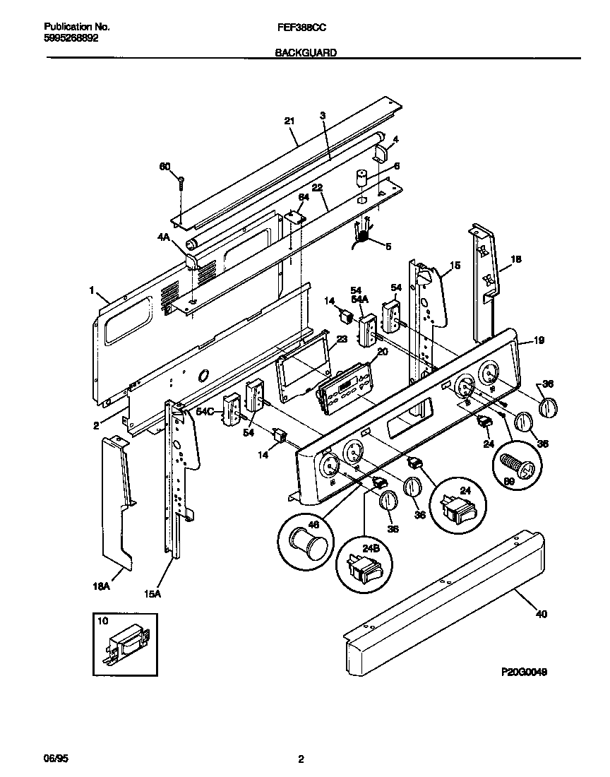 Frigidaire FEF388CCSB backguard diagram