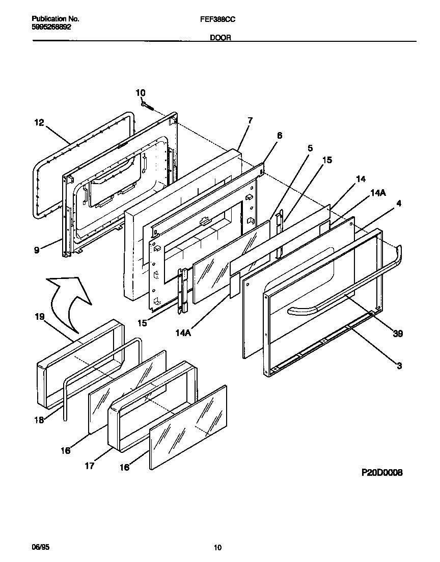 Frigidaire FEF388CCSB door diagram