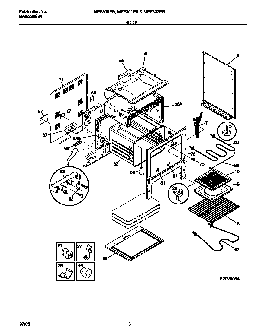 Universal/Multiflex (Frigidaire) MEF301PBWE body diagram