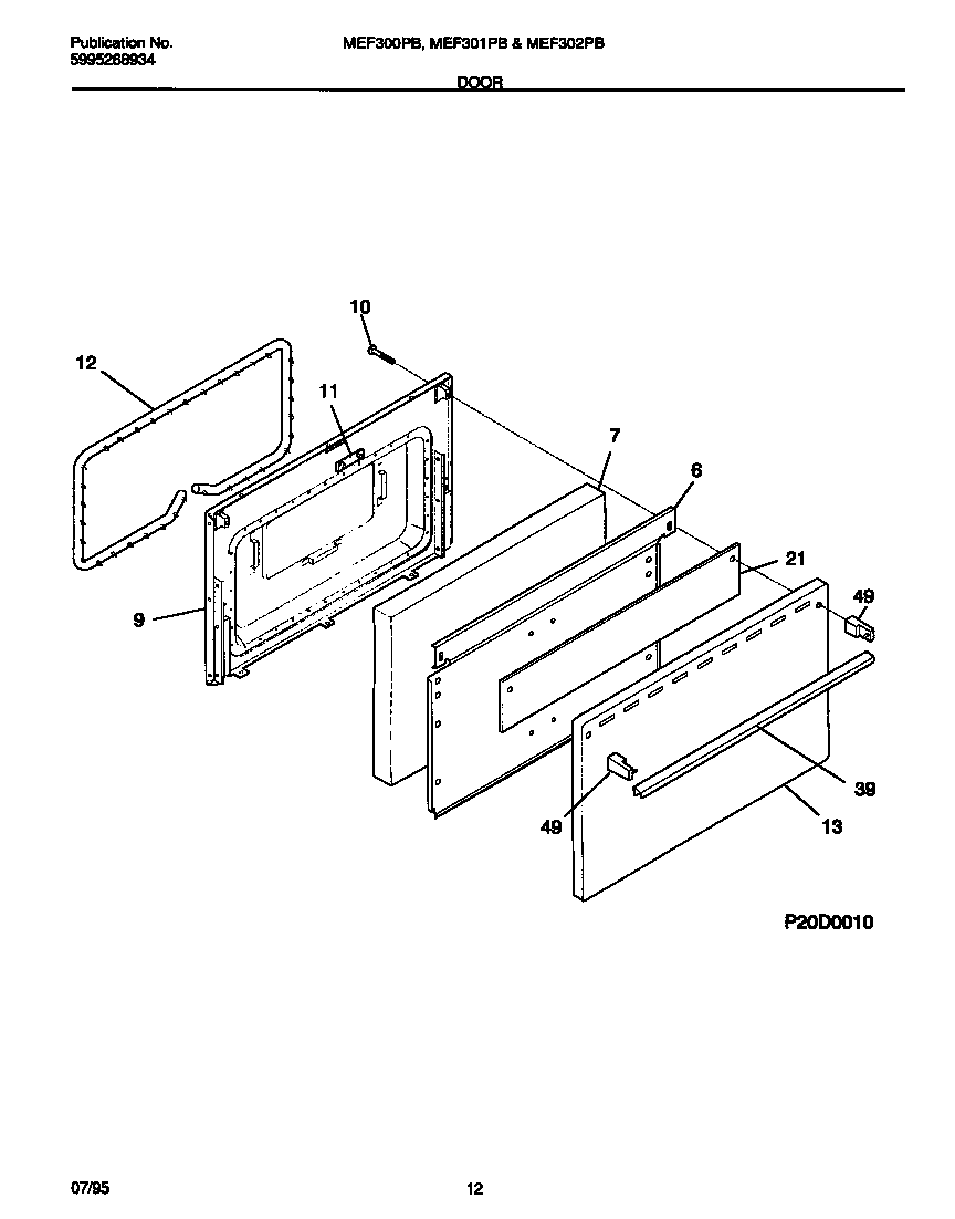 Universal/Multiflex (Frigidaire) MEF301PBWE door diagram