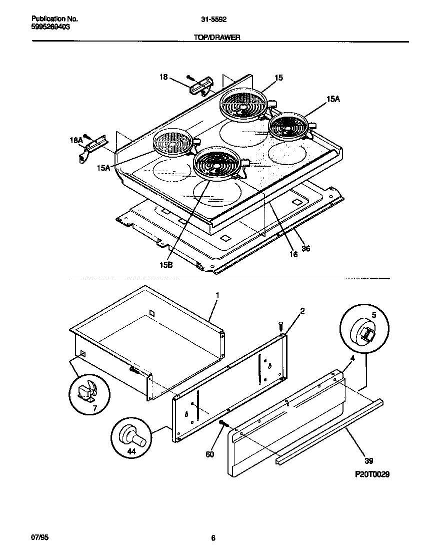 Tappan 31-5592-18-03 top/drawer diagram