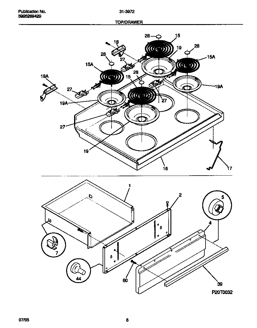 Tappan 31-3972-00-03 top/drawer diagram