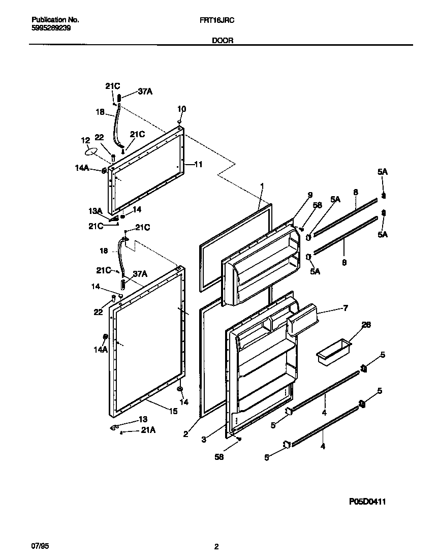 Frigidaire FRT16JRCZ0 door diagram