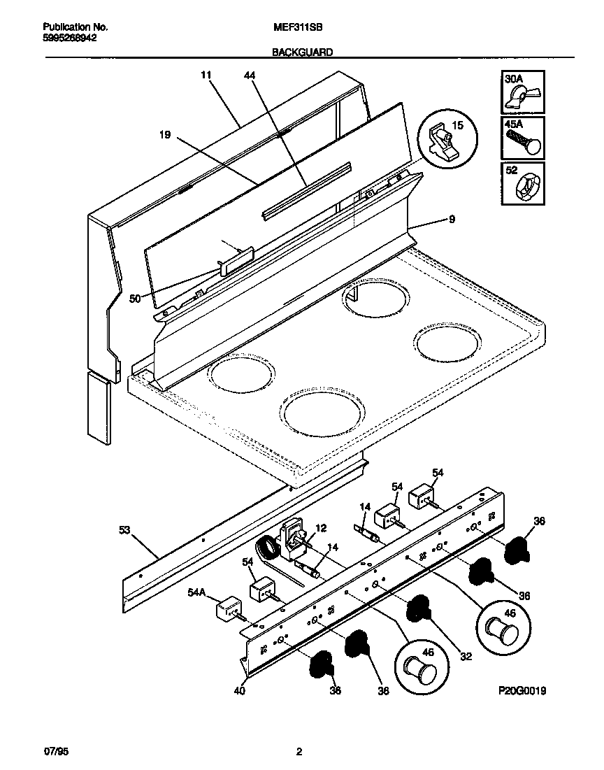 Universal/Multiflex (Frigidaire) MEF311SBDB backguard diagram