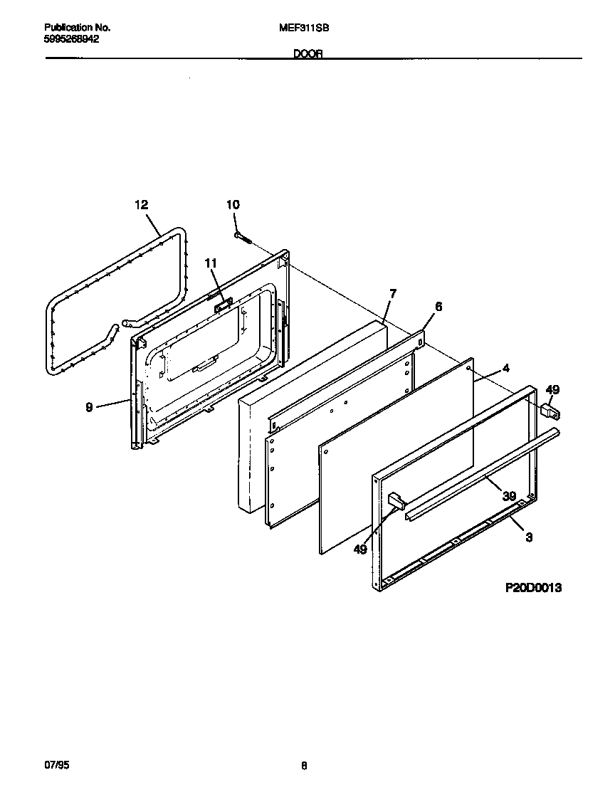 Universal/Multiflex (Frigidaire) MEF311SBDB door diagram