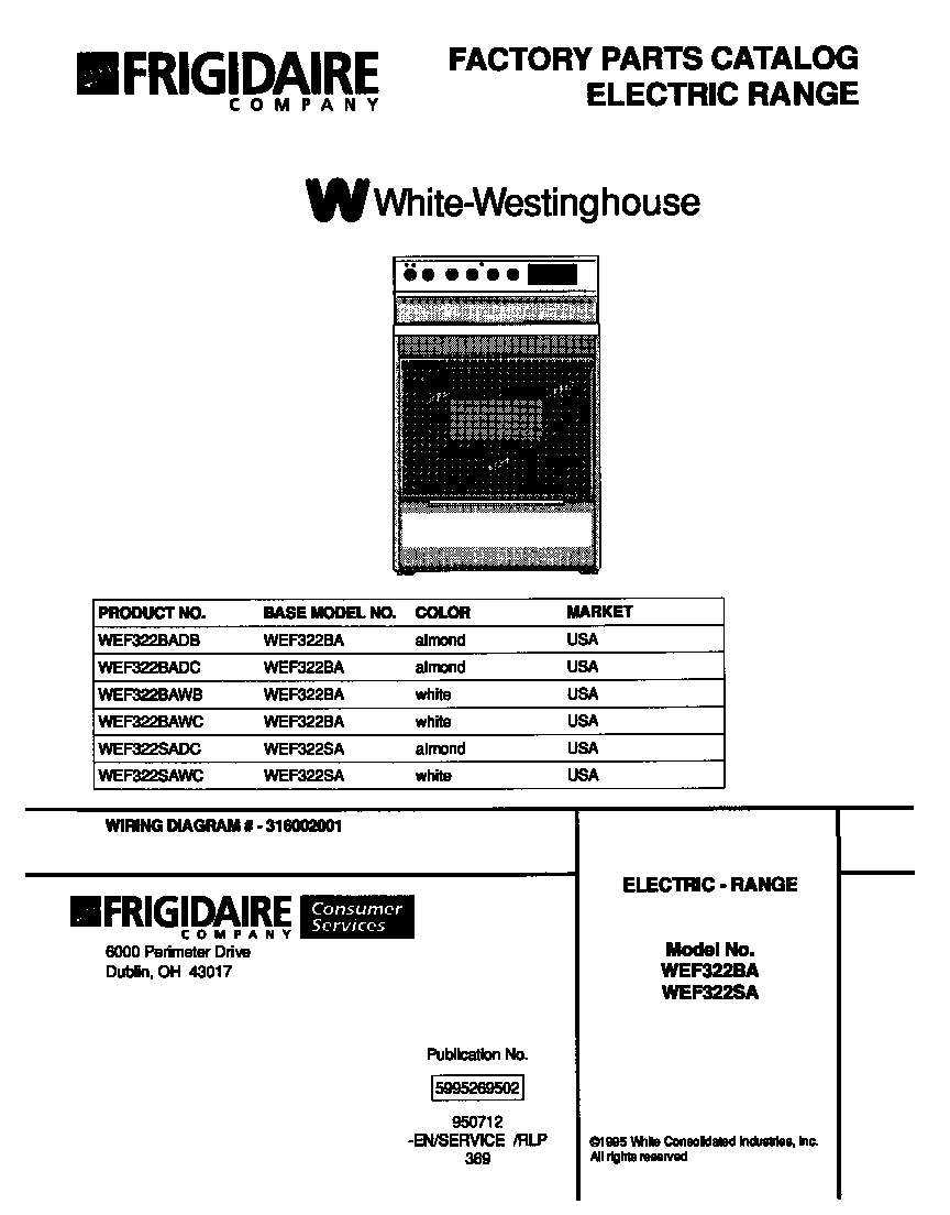 White-Westinghouse WEF322BAWC cover diagram