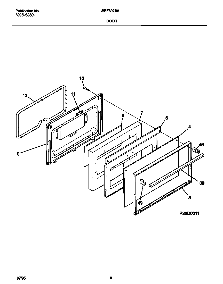 White-Westinghouse WEF322BAWC door diagram