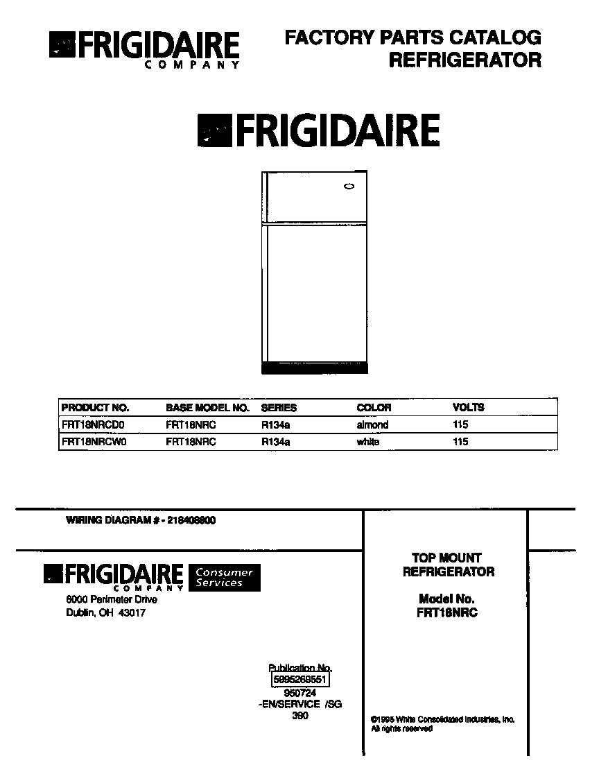 Frigidaire FRT18NRCD0 cover diagram