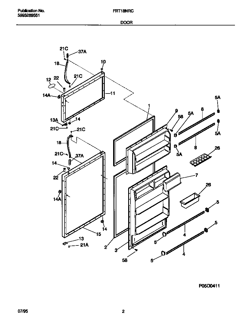 Frigidaire FRT18NRCD0 door diagram